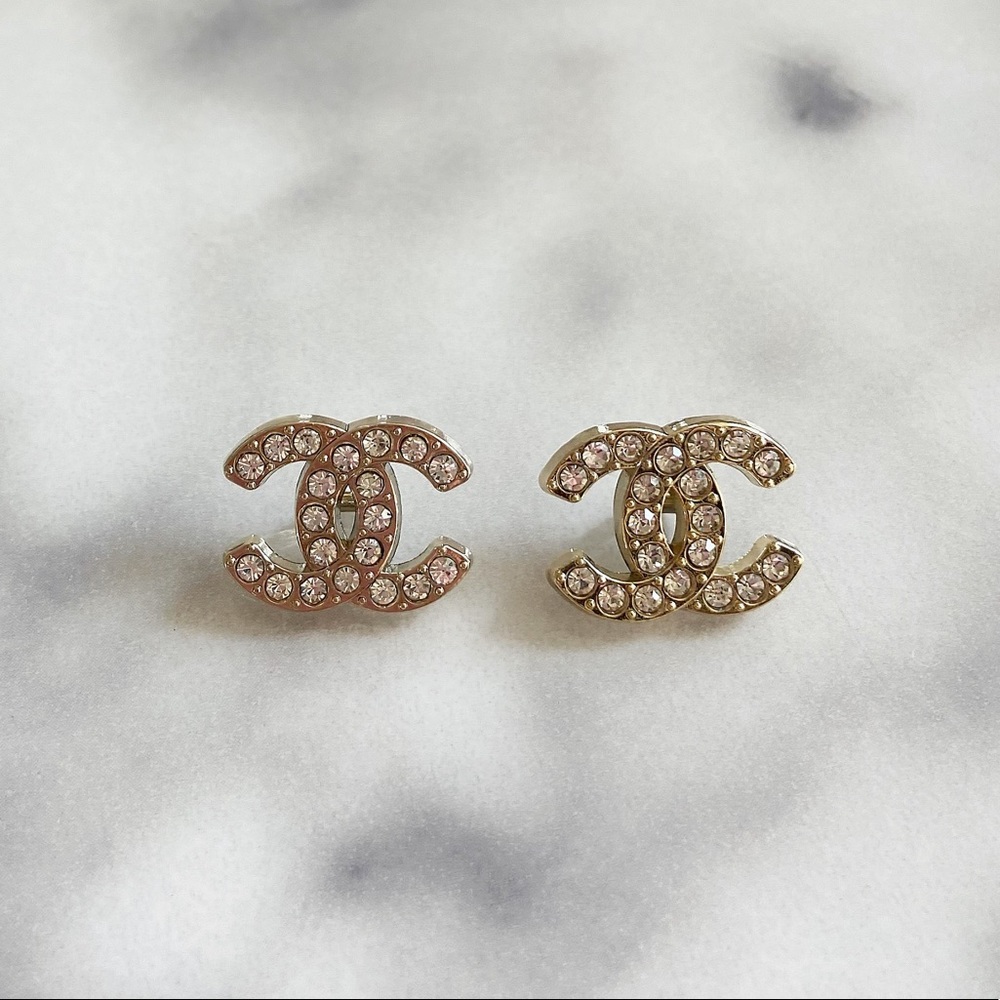 18mm Chanel Clear Crystal Buttons Stamped